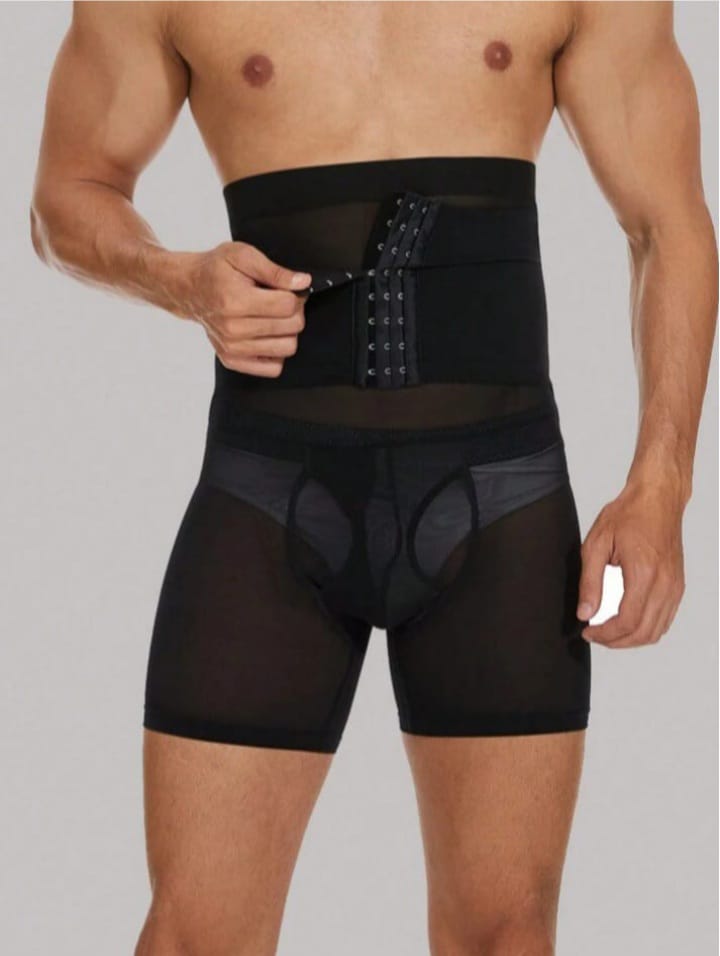 Men's High Waist Mesh Patchwork Shapewear
